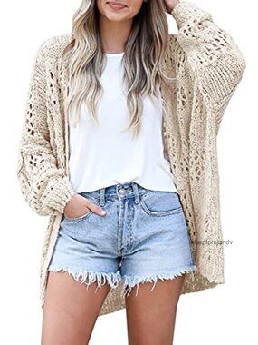 Lightweight Crochet Knit Cardigan Sweater Summer Kimono Oversized Boho